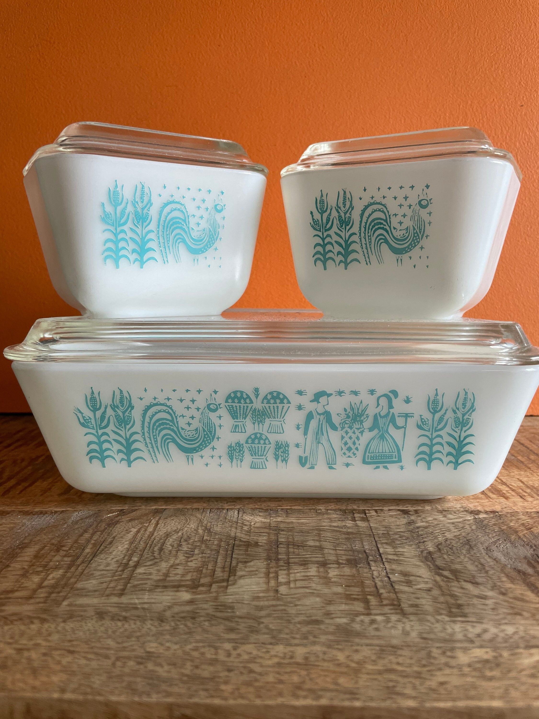 Vintage Turquoise Butterprint Pyrex Fridgie Set (3-piece) - Etsy