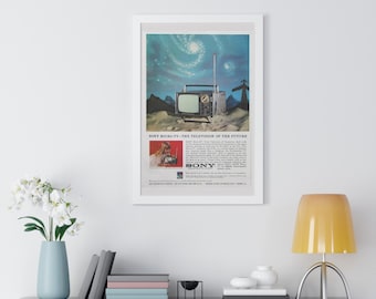 1960s Sony Micro-TV Ad Print – Framed Atomic Age Poster