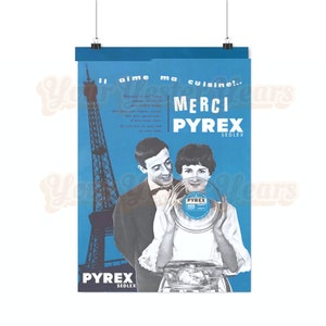 1960s French Pyrex Poster – Vintage Eiffel Tower Kitchen Decor