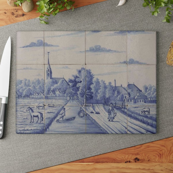 Netherland Holland Porcelain Inspired Delft Blue Christmas Netherlands Gifts Blauw Delft Cutting Board - Delft Blue Cutting Board Nederland