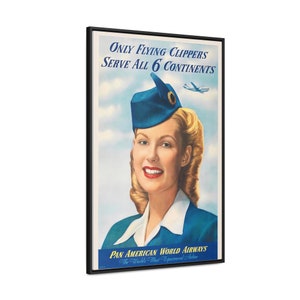 Classic Elegance Aloft: Vintage Pan Am Canvas Print - A Nostalgic Tribute for Aviation Aficionados and Crew Gallery Canvas Wraps