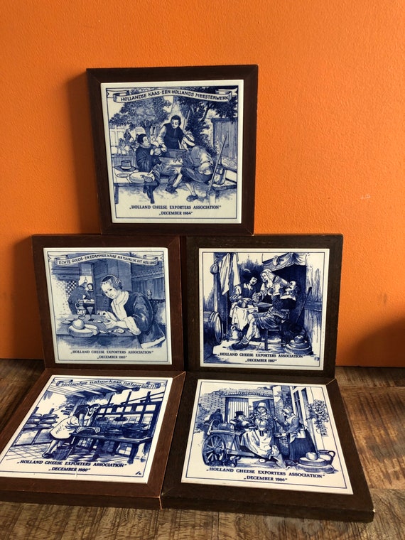 オランダのデルフトタイルセット、ゴーダチーズの絵画、オランダの磁器