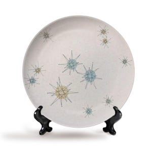 Mid-Century Modern Atomic Starburst Ceramic Plate – Inspired by Franciscan Ware Starburst