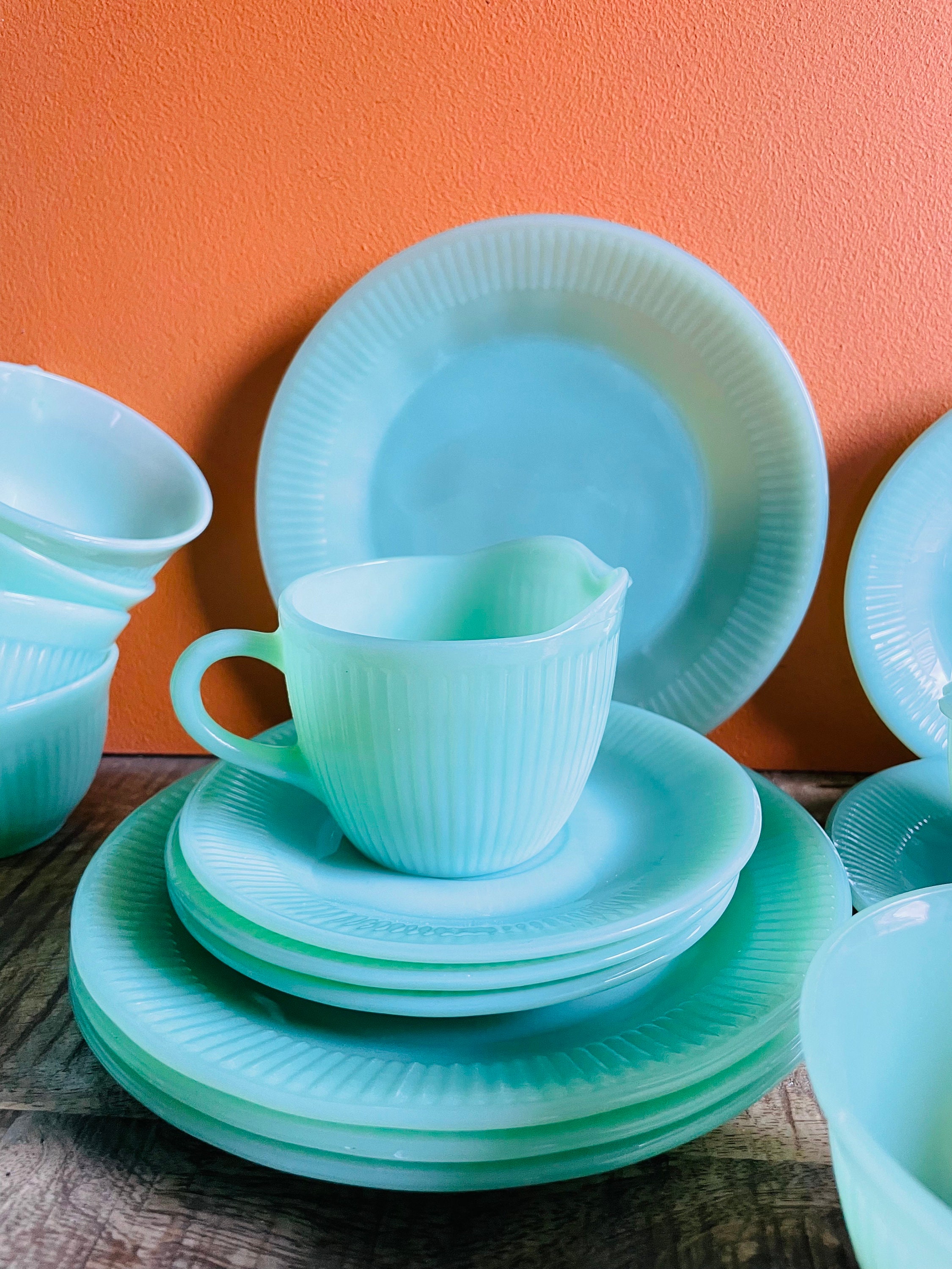 Fire-king Jadeite Cup and Saucer Set | Vintage Anchor Hocking