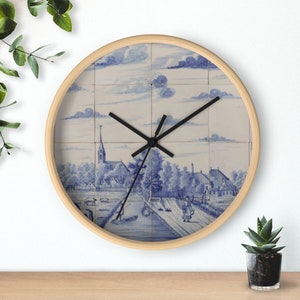 Netherland Holland Porcelain Inspired Delft Blue Christmas Netherlands Gifts Blauw Delft Wall Clock - Delft Blue Wall Clock Nederland