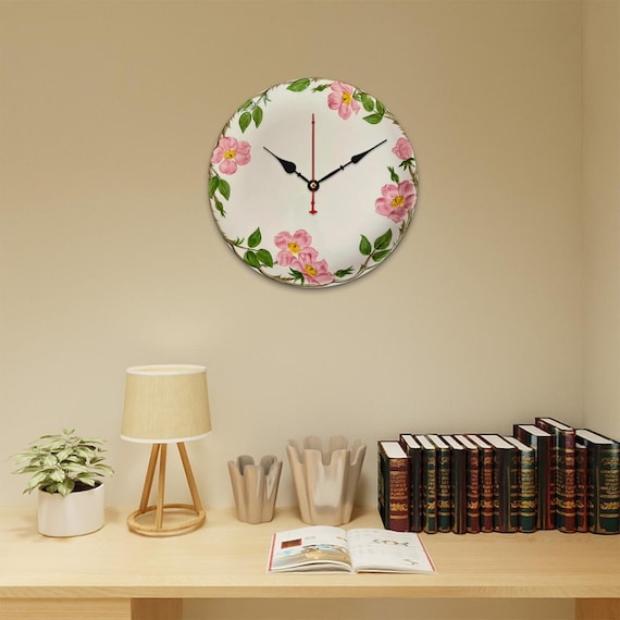 Horloge Murale Vintage Rose Printemps été Floral Décoration De Bureau