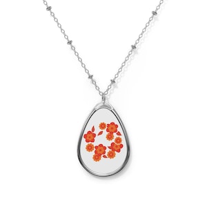 Arcopal Lotus Pendant Necklace | Retro 70&#39;s Flower Power Charm | Made In France Inspired Lotus Arcoroc Inspired