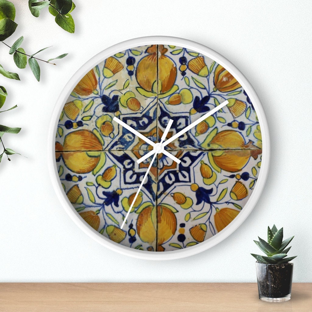 デルフトブルーの花柄壁掛け時計、オランダ風磁器、10インチ - Etsy 日本