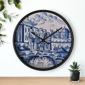Netherland Holland Porcelain Inspired Delft Blue Christmas Netherlands Gifts Blauw Delft Wall Clock - Delft Blue Wall Clock Nederland