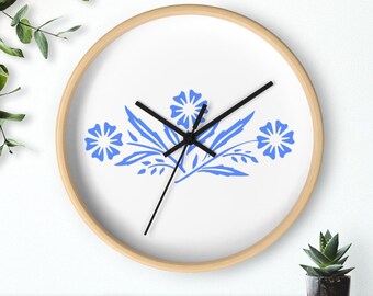 Blue Cornflower Wall Clock, Inspired by Vintage Corningware