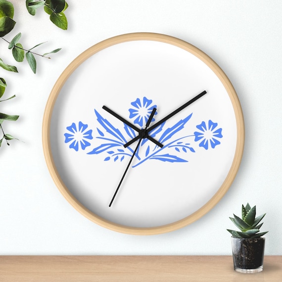 Blue Cornflower Wall Clock, Inspired by Vintage Corningware