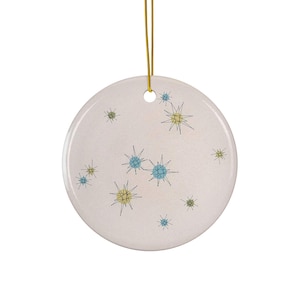 Franciscan Atomic Starburst Inspired Ceramic Ornaments, 2-Side Print, (1pc, 3pcs, 5pcs, 10pcs)