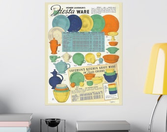 Vintage Fiestaware Poster -Timeless American Kitchenware Advertisements - Perfect for Collectors and Nostalgia Lovers Posters Homer Laughlin