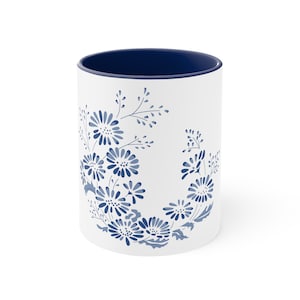 Pyrex Colonial Mist Vintage Pyrex Blue Pyrex 70s Pyrex decor Blue Mug Vintage Colonial Mist Pyrex Accent Coffee Mug with color inside, 11oz