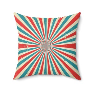 Mid Century Modern Pillow Red and Blue Psychedelic 70s Color Mid Century Throw Pillow Retro Cushion, Decorative 70s Pillow, Retro Home Decor