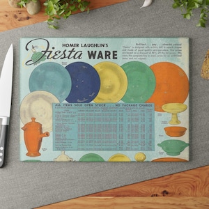 Fiestaware Advertisement Inspired Glass Cutting Board Fiesta Ware ad Chopping Board