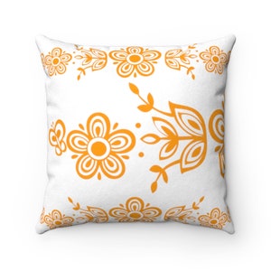 Vintage Butterfly Gold Pillow Cover, Retro Floral Design