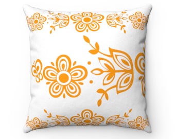 Vintage Butterfly Gold Pillow Cover, Retro Floral Design