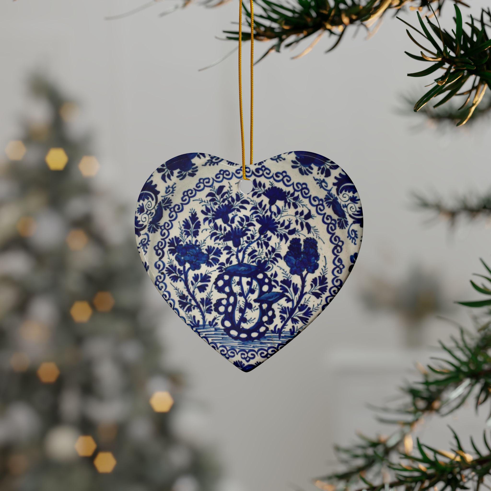 デルフトブルーの陶器製クリスマスオーナメント、オランダの磁器製