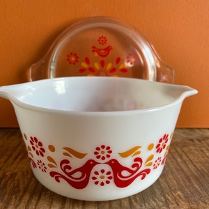 Very rare Pyrex Friendship Casserole 473 Orange and red  Cinderella Covered Pyrex Casserole Friendship bowl With Lid 470-C Pyrex vintage