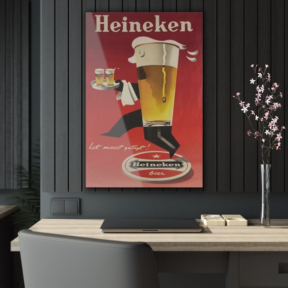 Vintage Heineken Beer Ad Acrylic Print – Man Cave Bar Decor - Etsy