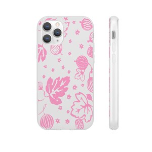 Rosa Stachelbeere Vintage Pyrex Stachelbeere 70er Jahre Muster iPhone Handy Hülle Vintage Corelle Stachelbeere Pyrex inspirierte rosa Flexhandyhülle