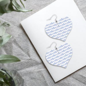 Heart-Shaped Retro Cornflower Blue Earrings – Corningware Inspired Jewelry | Perfect Gift for Mom, Grandma, or Christmas