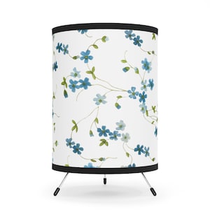 Arcopal Veronica - Arcopal Myosotis Inspired Blue Flowers Forget-Me-Nots Tripod Lamp with High-Res Printed Shade, US\CA plug