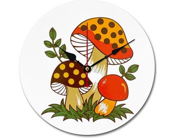 Vintage Sears Merry Mushroom väggklocka – köksinredning från 1970-talet