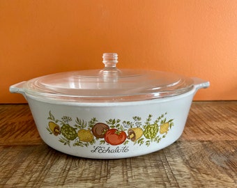 ware corning WARE　丸型キャセロール　サイズ違い2個（蓋付き）＆　パイ皿 CORNING コーニングガラス蓋キャセロール鍋 21cm クリームカラー花柄 食器