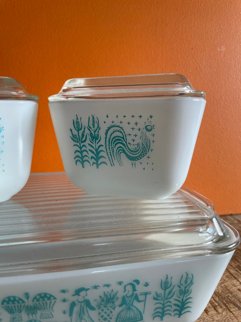 Pyrex Butterprint Set Vintage Turquoise Butterprint Pyrex Fridgie Set (3-piece) - Etsy