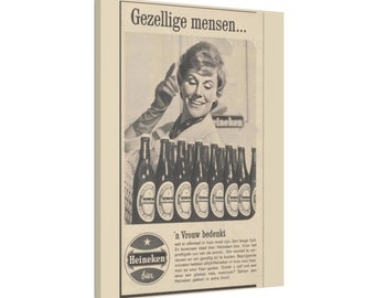 1960s Heineken Ad Canvas Print - Vintage Dutch Beer Poster