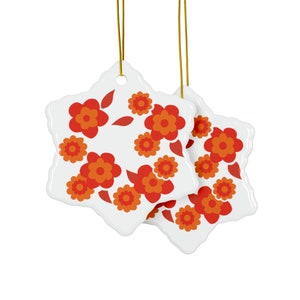 Vintage 70&#39;s arcopal lotus retro flowers Ceramic Christmas Ornaments (1pc, 3pcs, 5pcs, 10pcs). Flower Power Ornaments Orange Flowers 70s