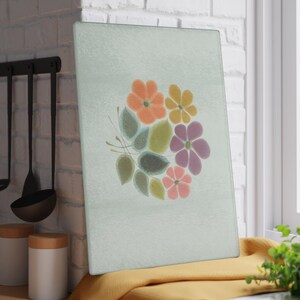 Franciscan Ware Floral Glass Cutting Board – Vintage Kitchen Decor image 7