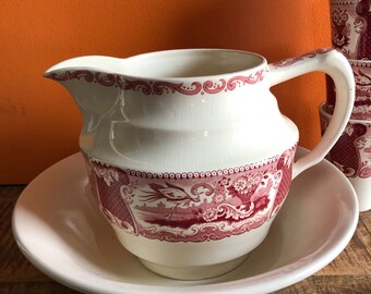 ビクトリア朝のピッチャーとボウルのセット。ビクトリア朝の