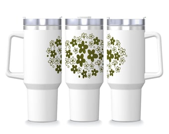Kubek podróżny Vintage Crazy Daisy / Spring Blossom Green Inspired o pojemności 40 uncji