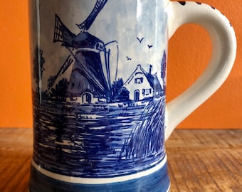 Jarra de cerveza Delfts Blauw, jarra de porcelana de molino de viento holandés