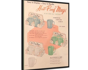 Fire-King Jadeite Mugs Advertisement Reproduction Canvas Print