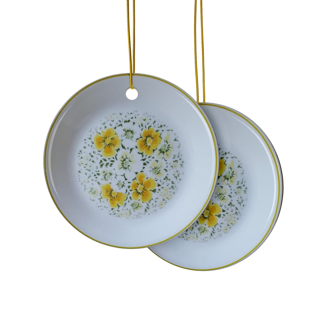 Corelle April 70s Vintage Pattern Inspired Ceramic Ornaments (1pc, 3pcs ...