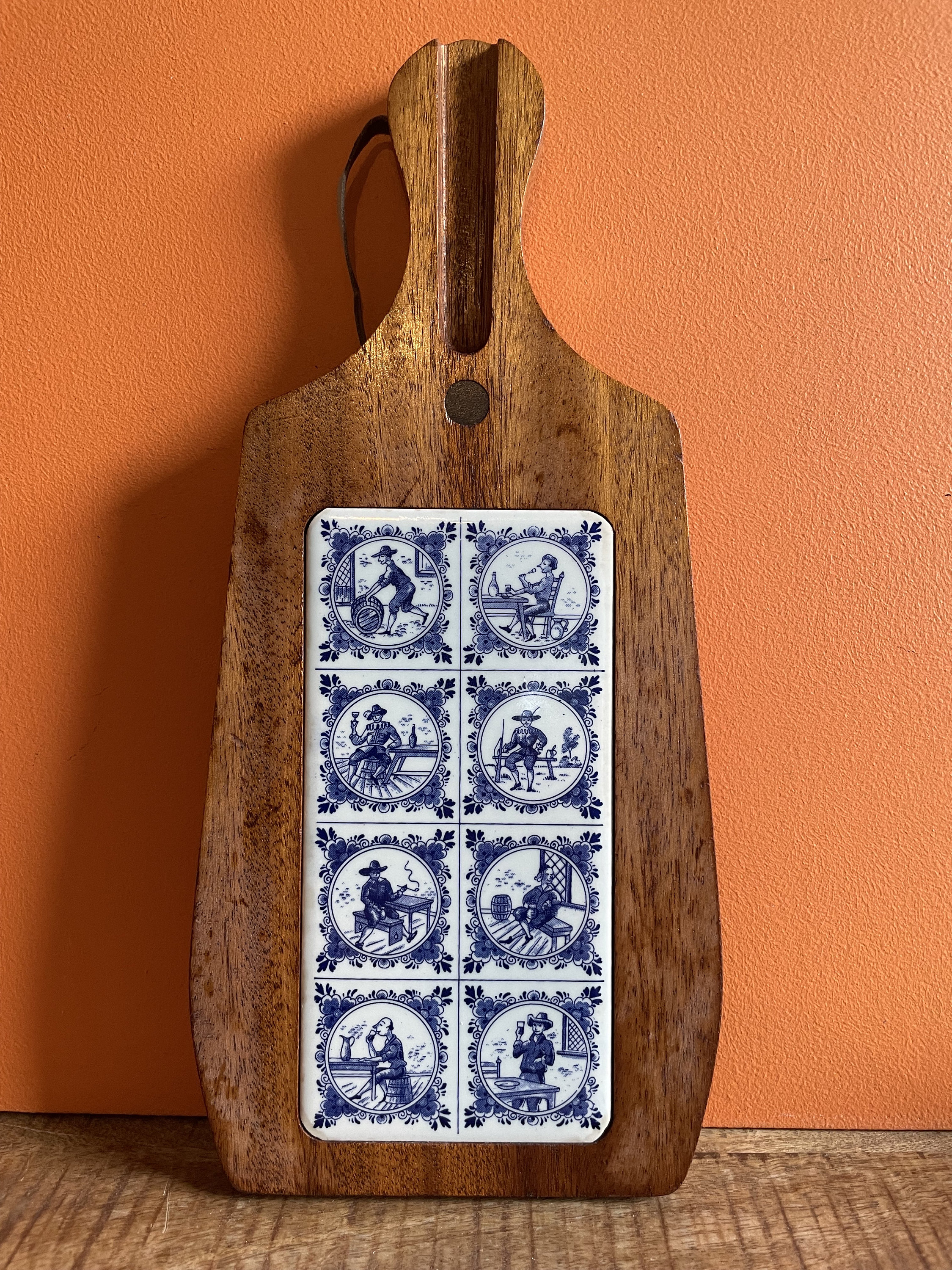 ヴィンテージ/アンティーク デルフト焼タイル コバルト手描 ゴルフ