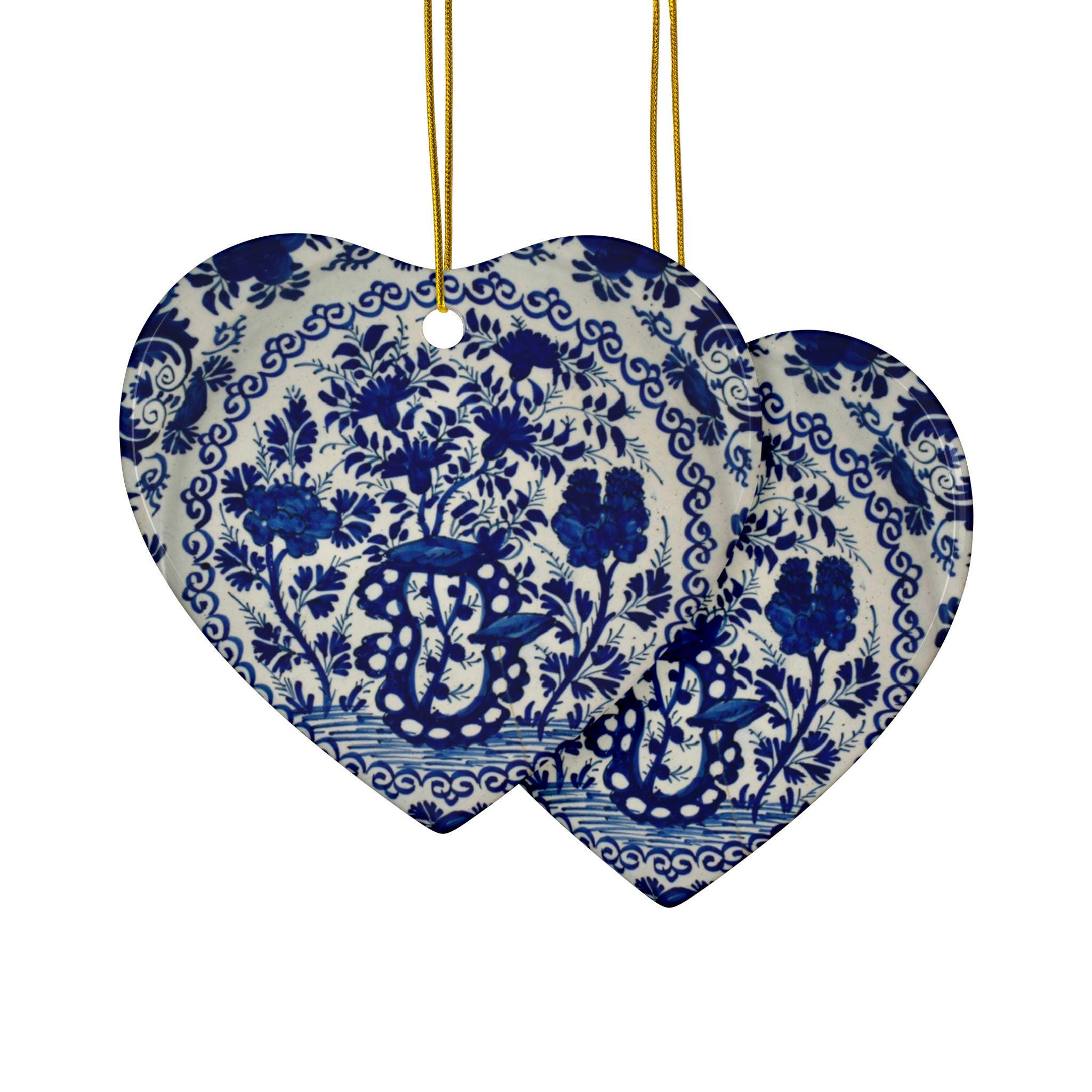 オランダ　デルフト焼き　幸運を呼ぶ　月と天使の陶器オーナメント オランダ デルフト焼き 幸運を呼ぶ 月と天使の陶器オーナメント