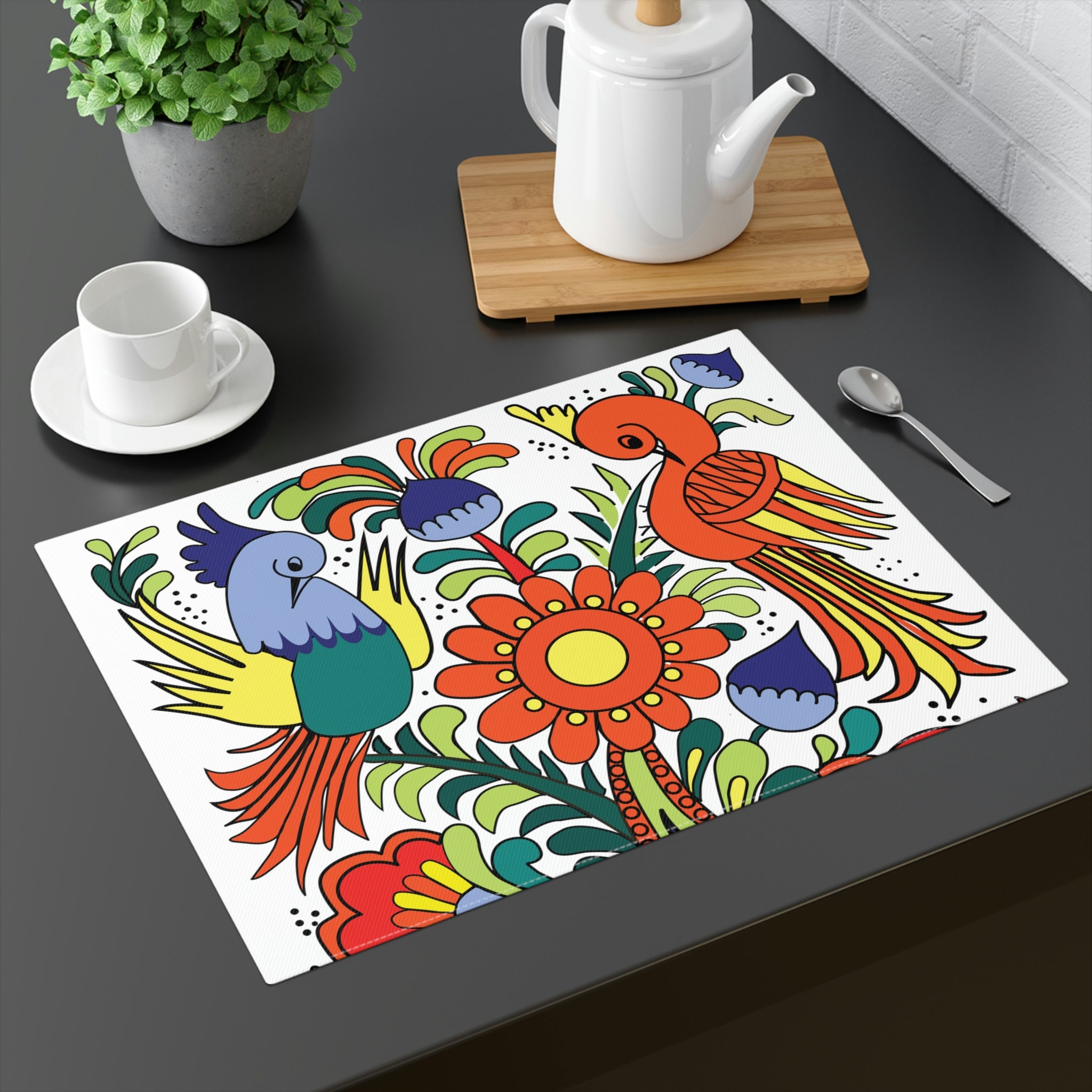 Villeroy & Boch Acapulco Inspiriertes Tischset, 1960er Jahre Florales Vogel Design