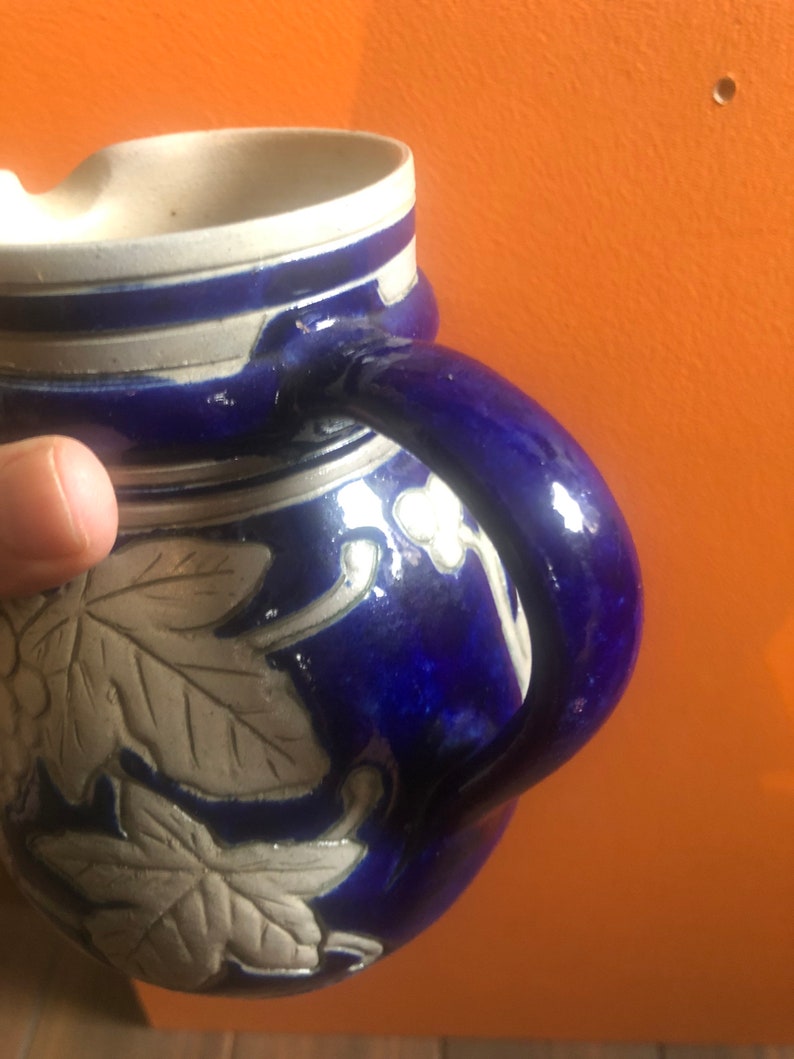 French Stoneware Cobalt Blue Pottery. Lovely Salt Glazed Etsy
