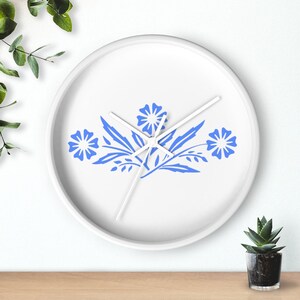 Blå blåklint väggklocka, inspirerad av vintage Corningware bild 8