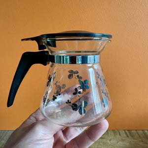 RARE Vintage JAJ Pyrex Mini Coffee/Tea Pot – Clover & Shamrock Pattern htf Pyrex England Pyrex Clover glass pot