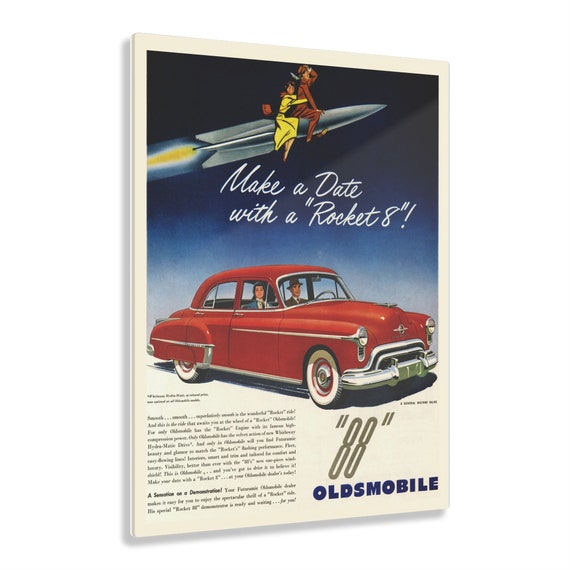 Vintage Oldsmobile Rocket 8 Acrylic Print - Atomic Age Car Ad - Etsy