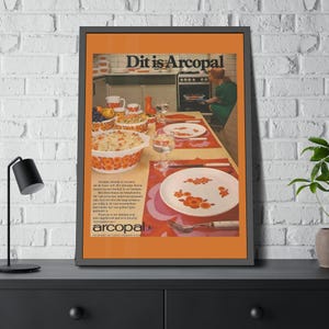1970s Arcopal France &quot;Lotus&quot; Pattern Poster - Fine Art and Semi-Gloss Prints Framed Paper Posters Arcopal Lotus Arcopal France