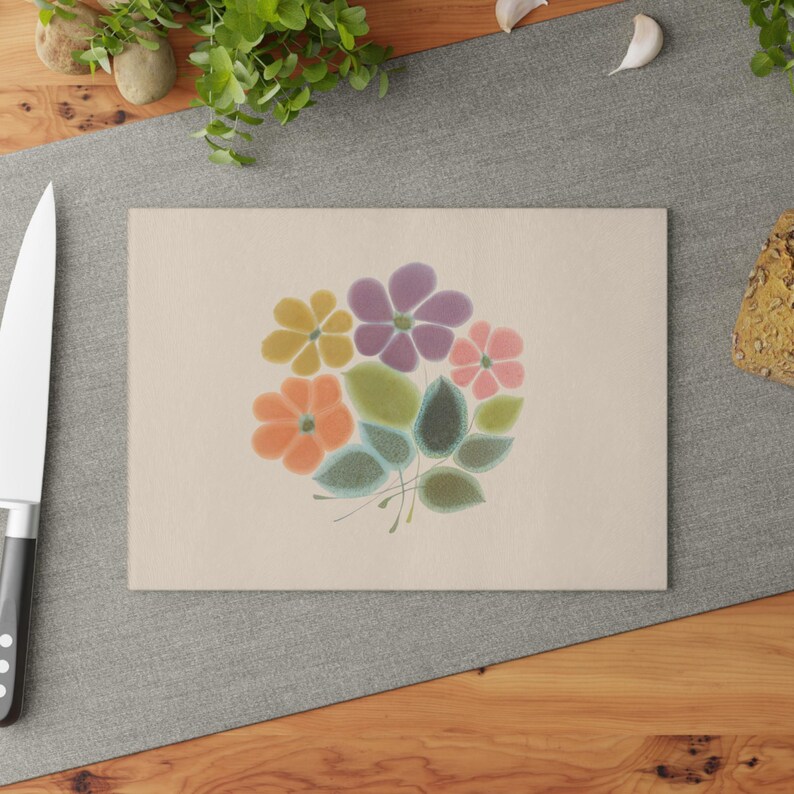 Franciscan Ware Floral Glass Cutting Board – Vintage Kitchen Decor image 4