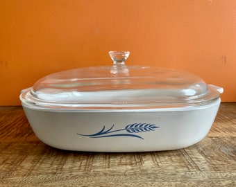 Rare Vintage Blue Wheat Corning Ware Casserole P-10-B, Pyroflam EU Version