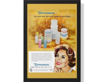 1950s Tupperware Ad - Framed Vintage Kitchenware Poster